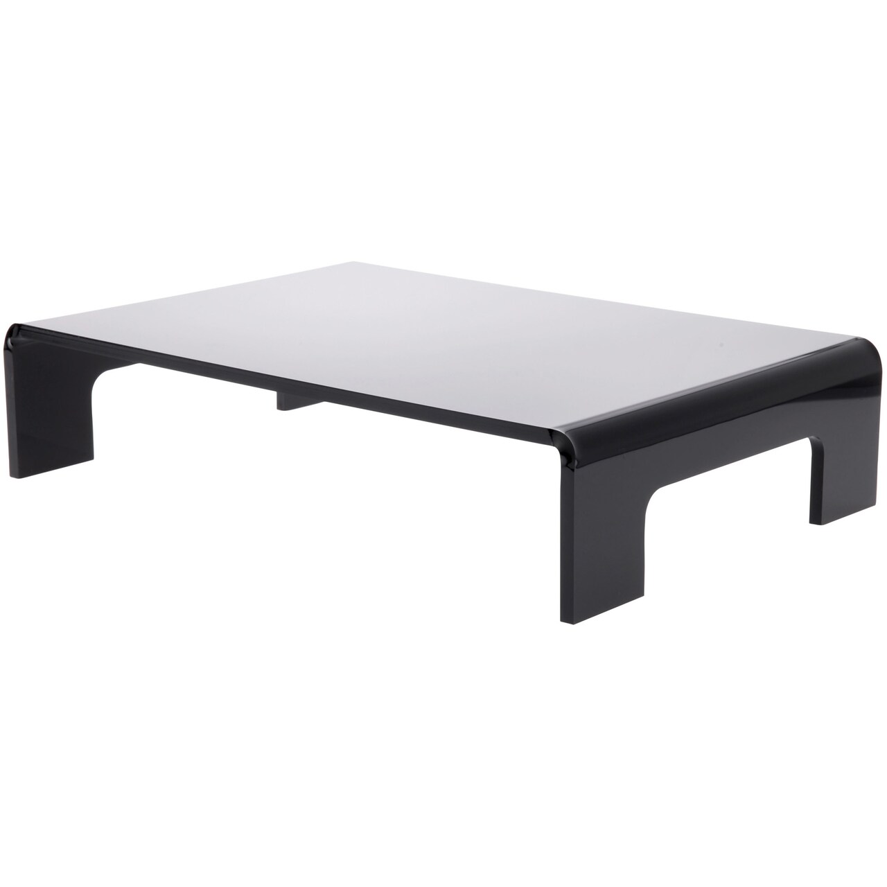 Plymor Black Acrylic Display Riser with Tray Handles, 4" H x 18" W x 12" D (3/8" thick)